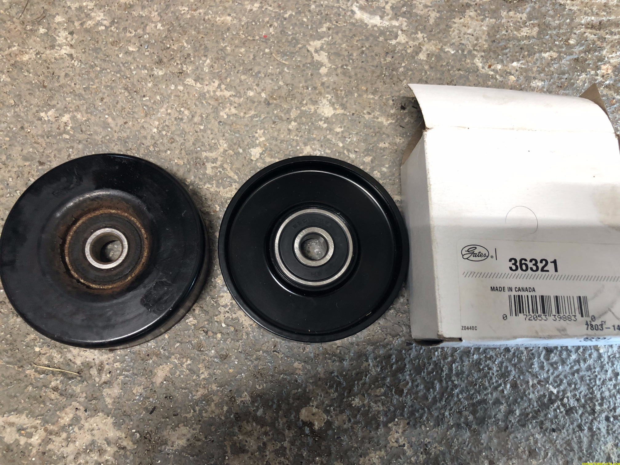 Figure 15. New and old AC idler pulleys