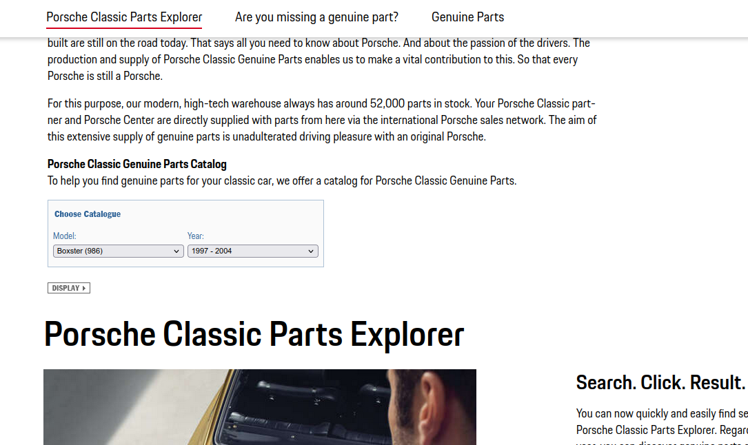 Figure 1. Porsche Parts Catalog UI screenshot as of 2022