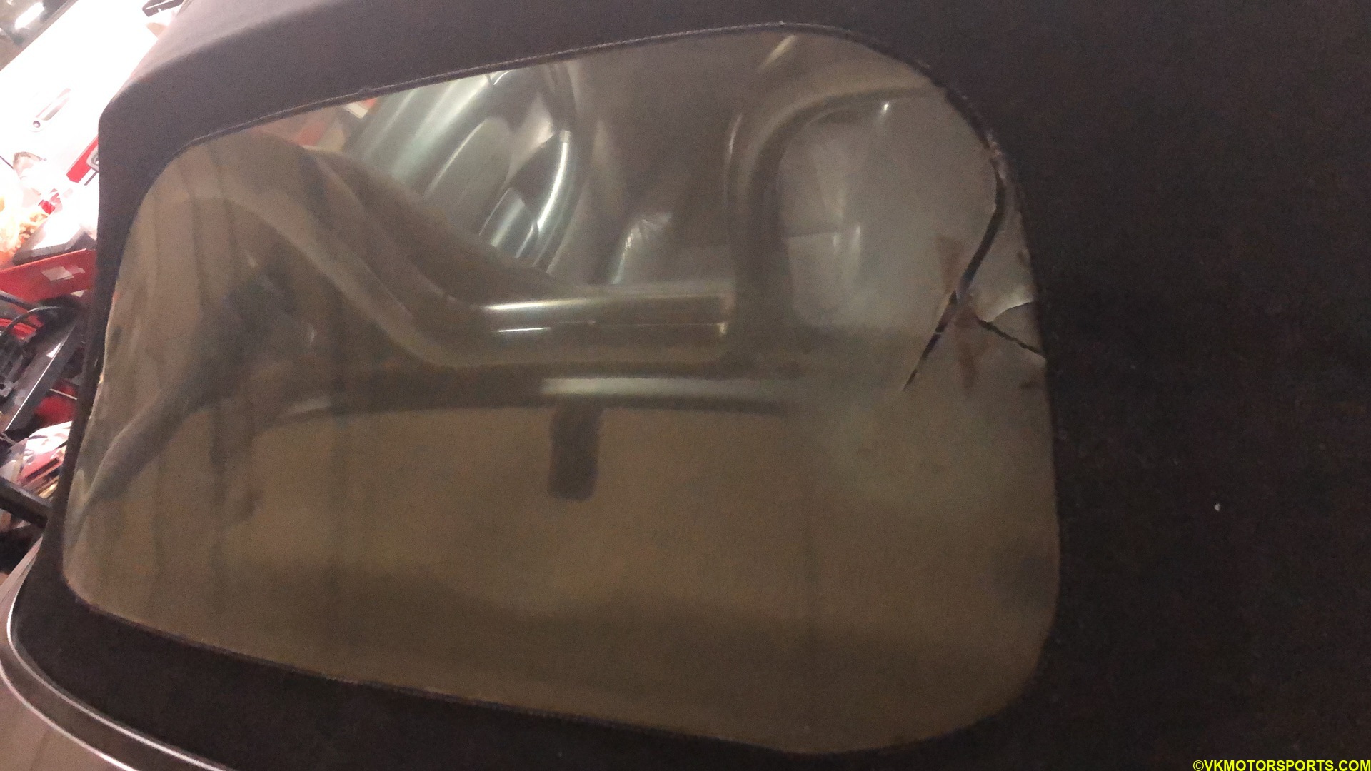 Figure 5. Cleaned soft top and vinyl window tear area