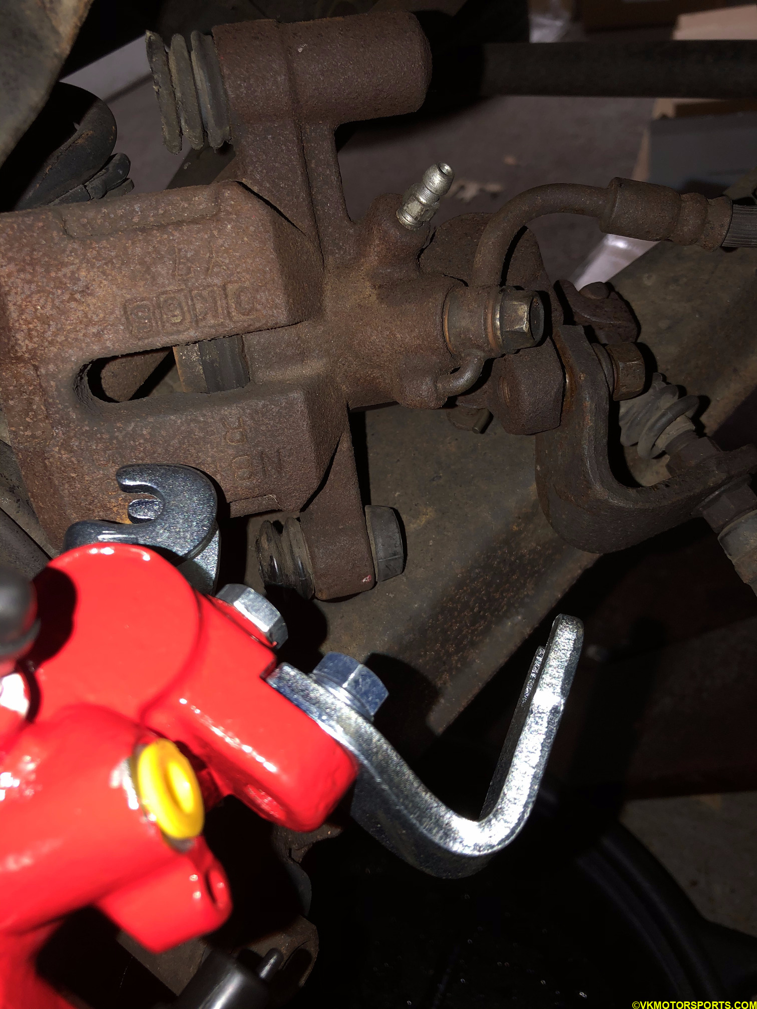 Compare brake lines on the old rear caliper on the driver's side