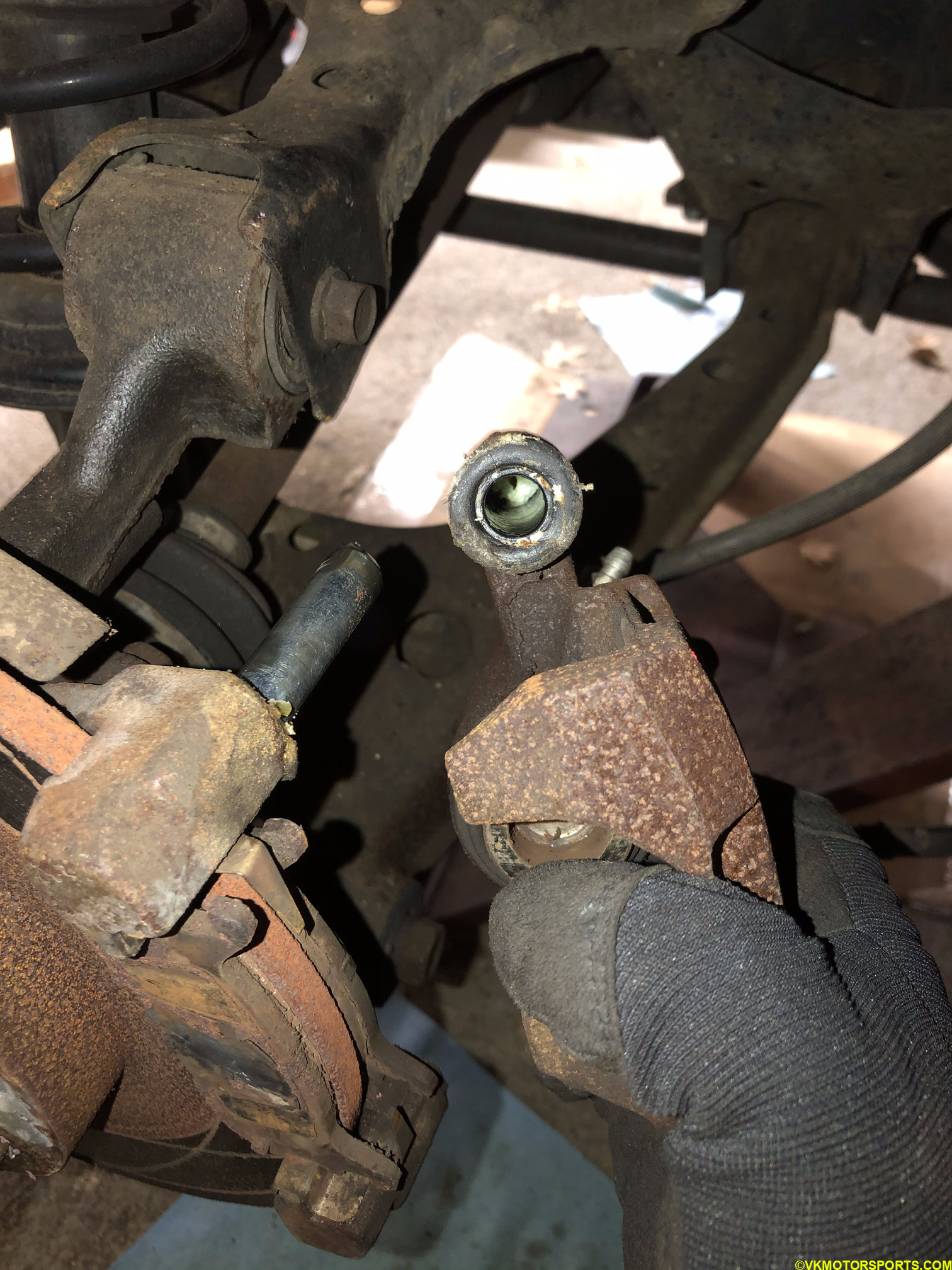 Caliper has been removed from the slide pin